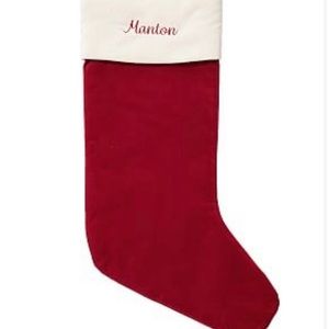 Personalized Velvet Stocking, Red with Ivory Cuff - Large 14.5"x24.5"